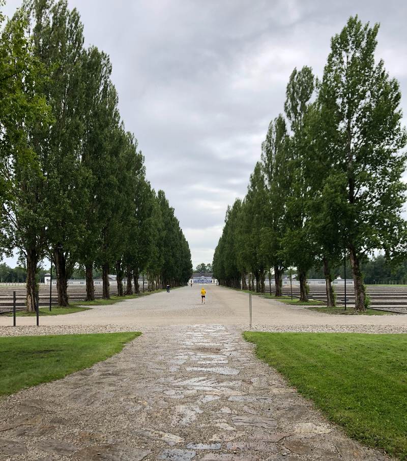 Look from the back of Dachau Camp to the front