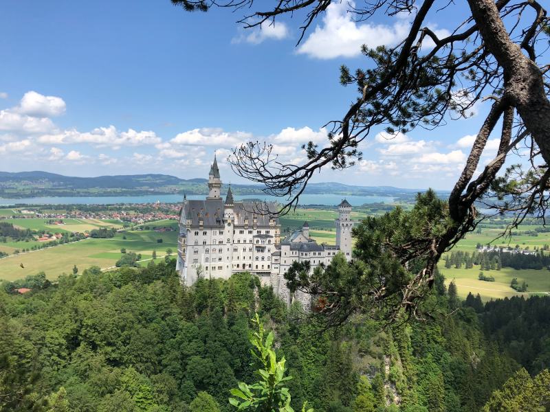 Neuschwanstein from the hill above the bridge. 